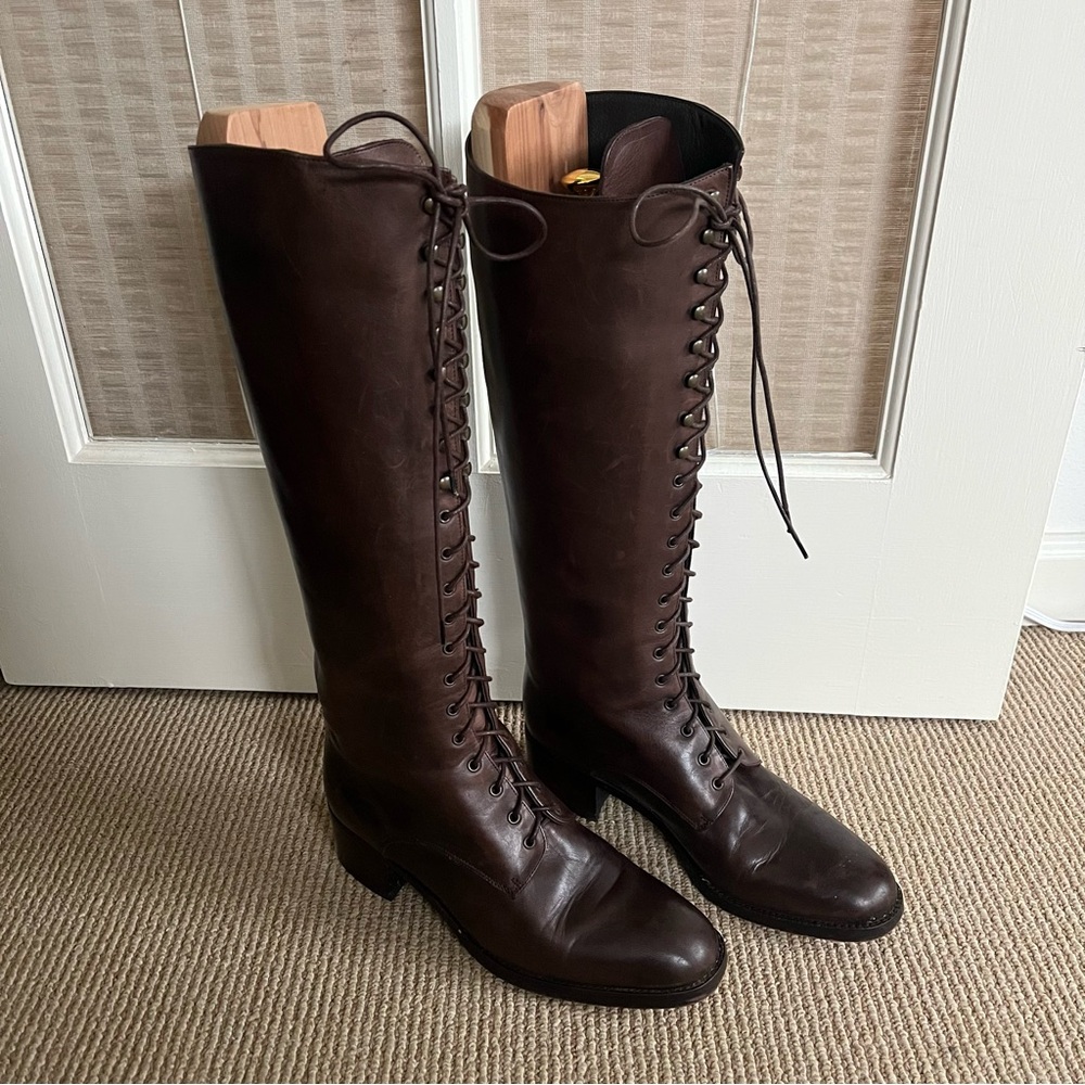 90s Charles David brown knee high Leather Boots